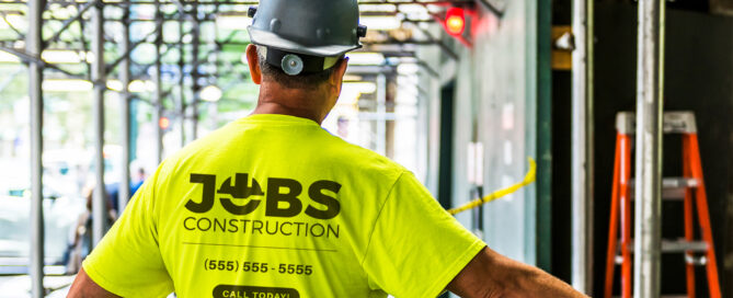 Custom screen printed t-shirts and apparel for construction crews.