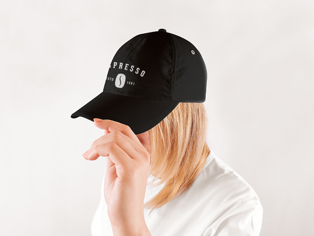 CoffeeShopMerch_EmbroideredHat Custom embroidered baseball cap