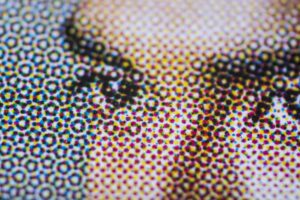 A close-up view of halftone printing.